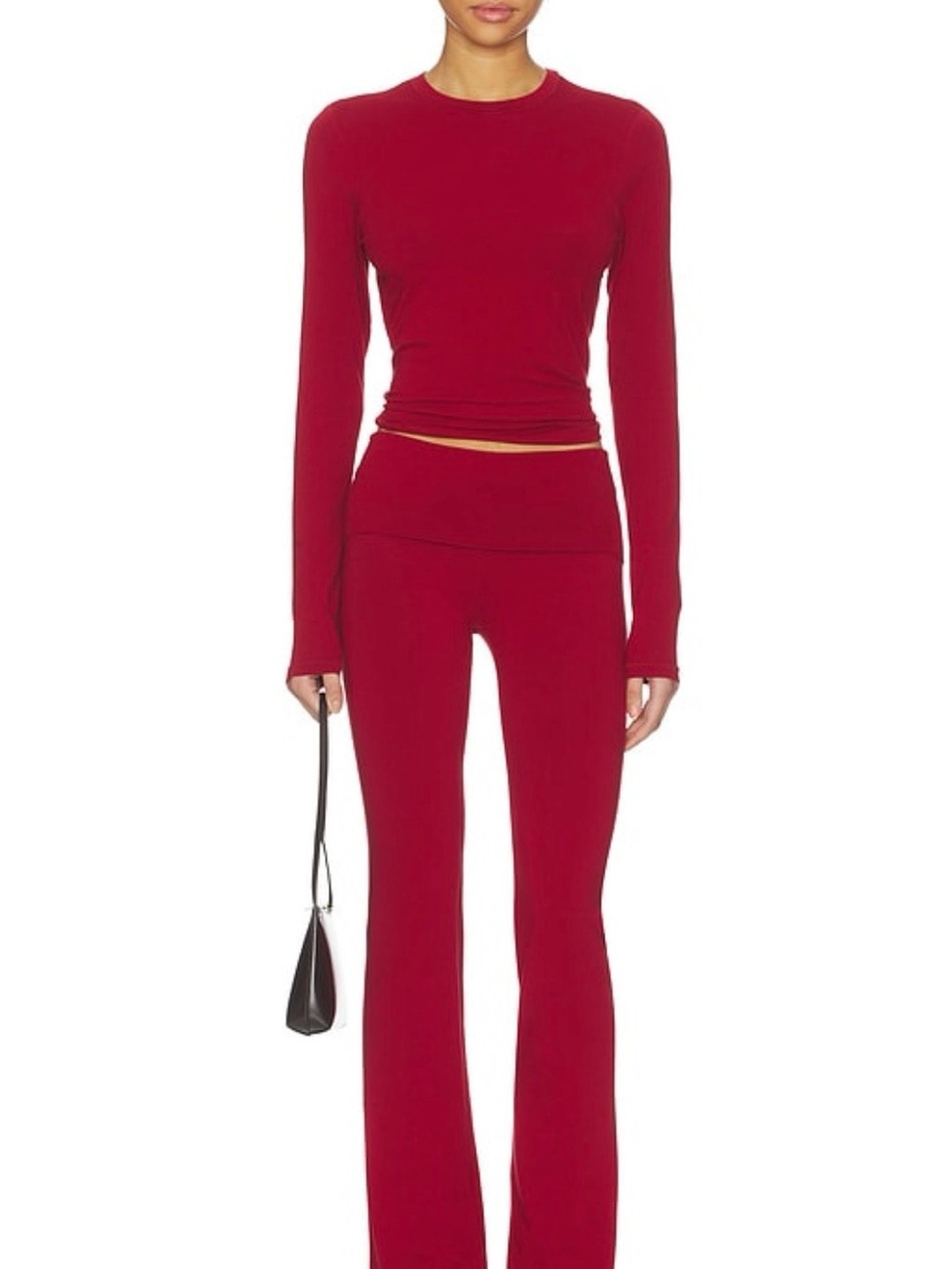 SKIMS Women's Crimson Red Flare Leggings Set